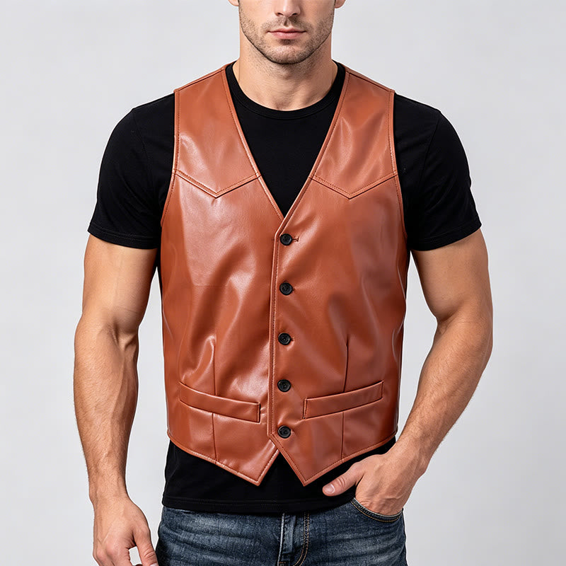 Men's Timeless Western Inspired Leather Suit Vest - image 3