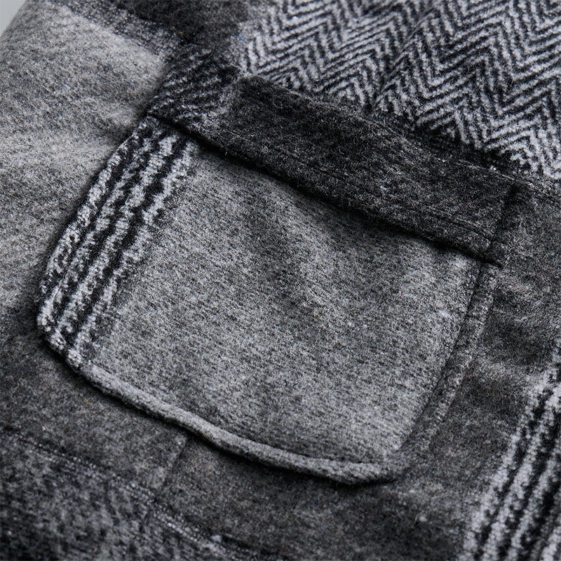 Men's Gray Patchwork Herringbone & Houndstooth Pattern Suit Vest - image 5