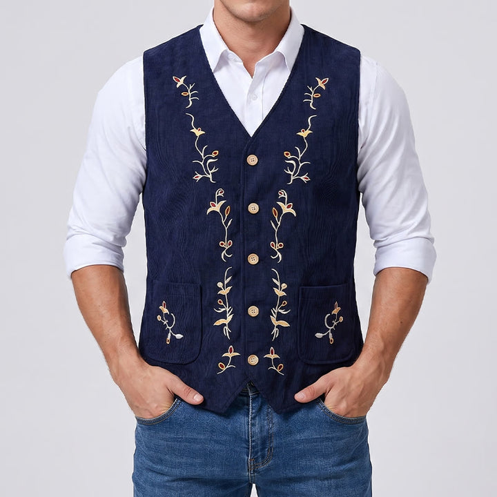 Men's Elegant Floral Vine Embroidered Suit Vest - image 1