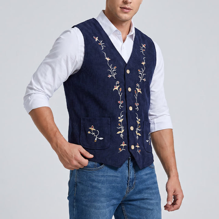 Men's Elegant Floral Vine Embroidered Suit Vest - image 2