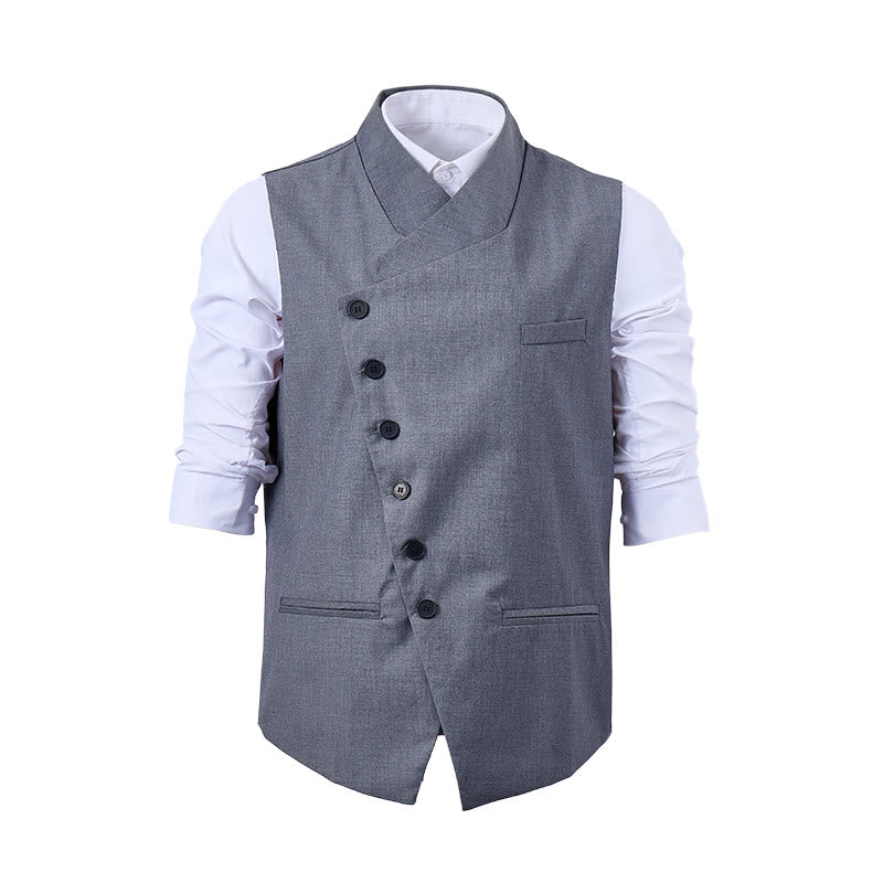 Men's Modern Tailored Asymmetric Lapel Formal Suit Vest - image 0