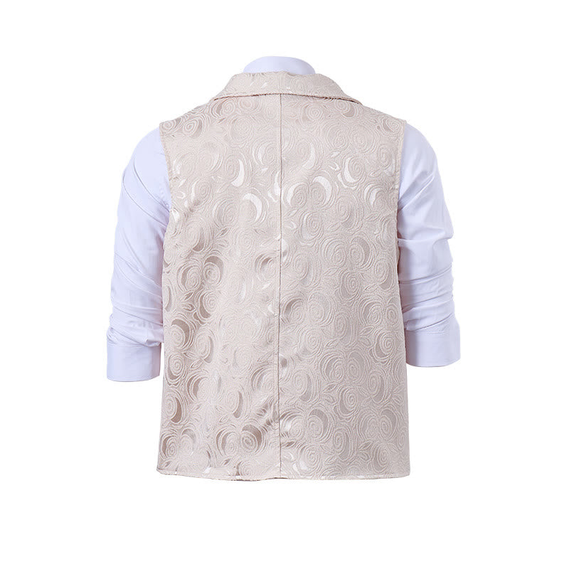Men's Double-Breasted Floral Jacquard Suit Vest With Chain Detail - image 12