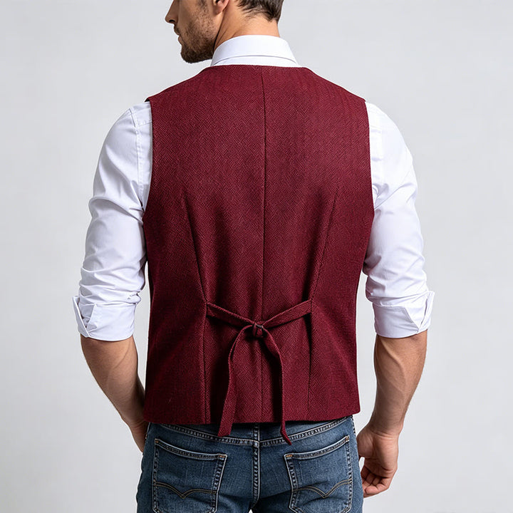 Men's Refined Layered-Look Herringbone Suit Vest - image 4