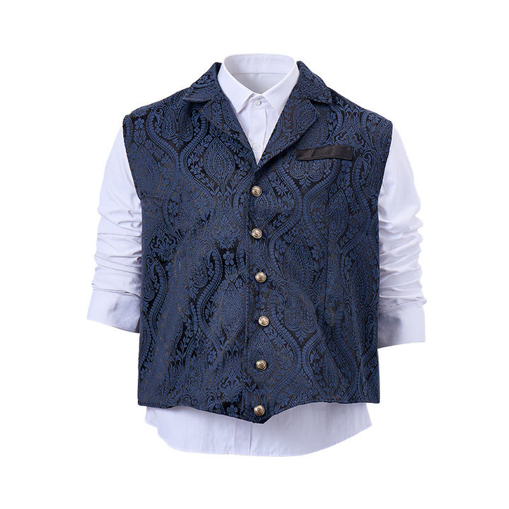 Men's Victorian-Inspired Paisley Jacquard Notch Lapel Suit Vest - image 0