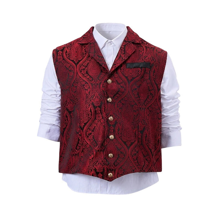 Men's Victorian-Inspired Paisley Jacquard Notch Lapel Suit Vest - image 21