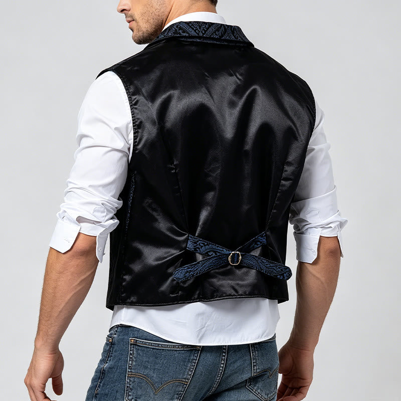 Men's Victorian-Inspired Paisley Jacquard Notch Lapel Suit Vest - image 5