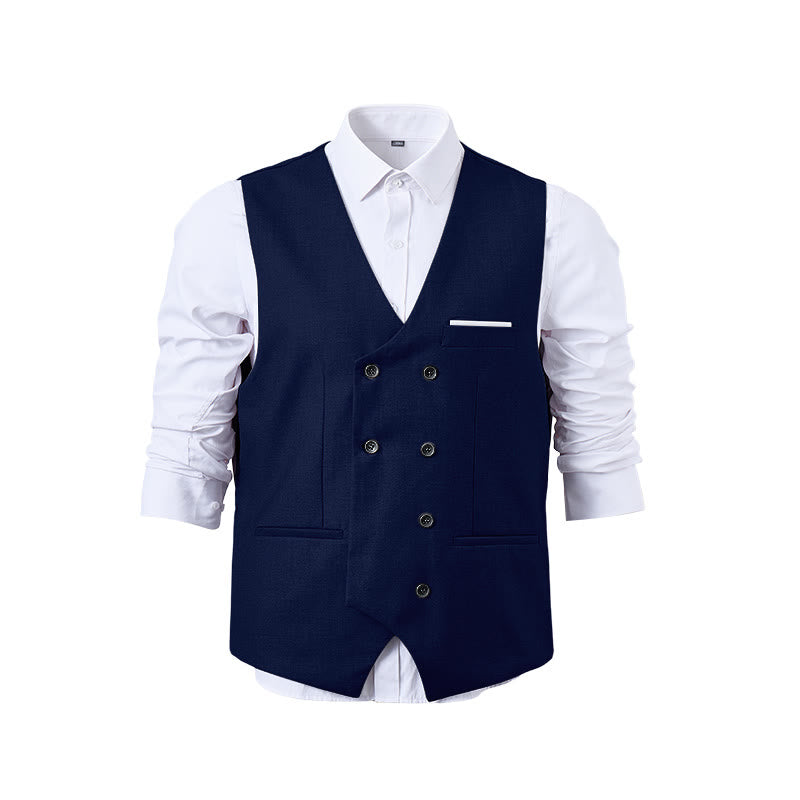 Men's Solid Color Double-Breasted Tuxedo Style Suit Vest - image 33