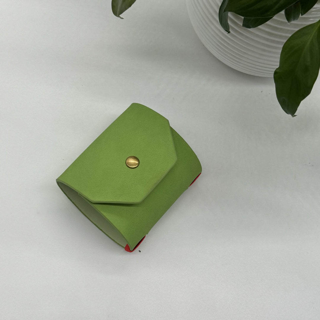 Minimalist Edc Leather Cash Scroll Wallet With Snap Closure - Green - image 13