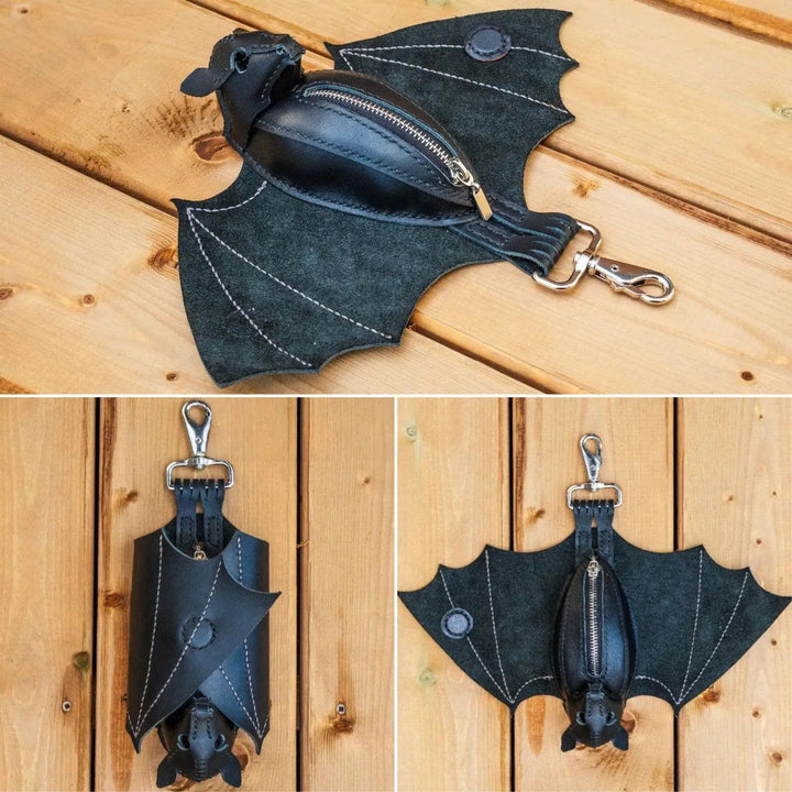 The Midnight Guardian Bat-Shaped Leather Keychain Pouch - image 5
