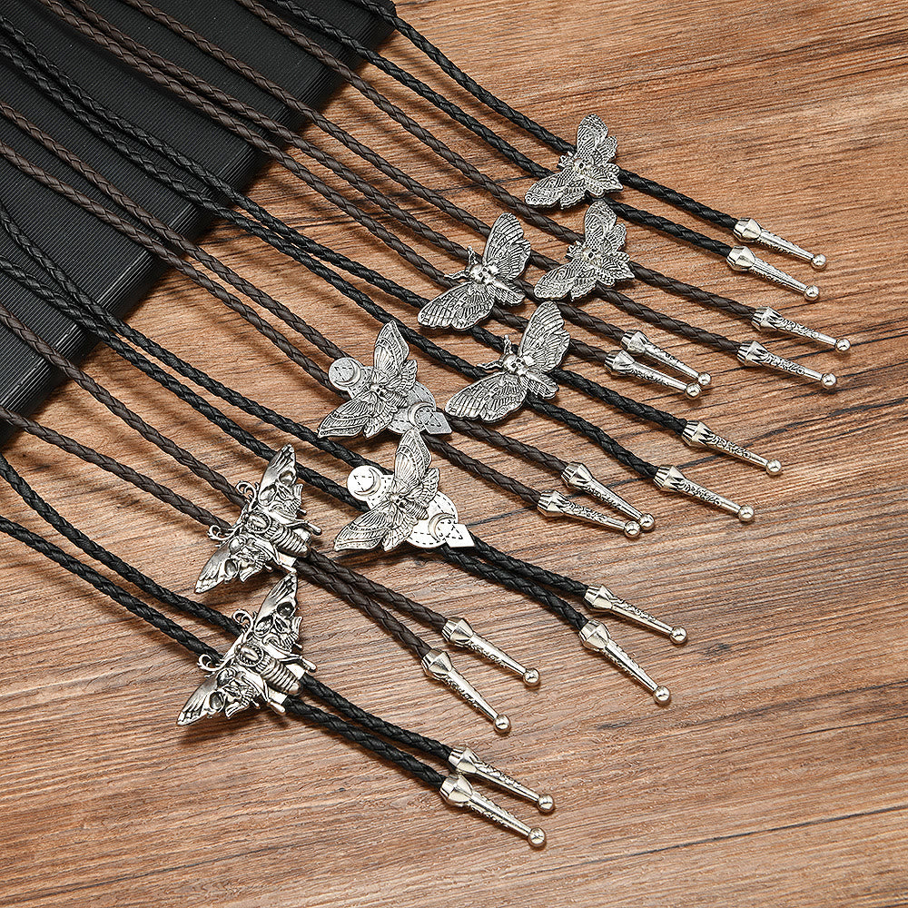 Death's Head Moth Gothic Western Statement Bolo Tie - image 5