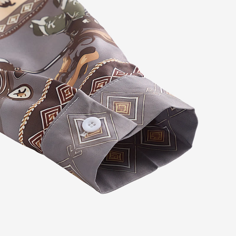 Men's Western Desert Rider & Tribal Pattern Shirt - image 8