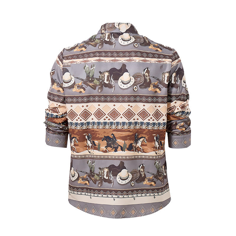 Men's Western Desert Rider & Tribal Pattern Shirt - image 10