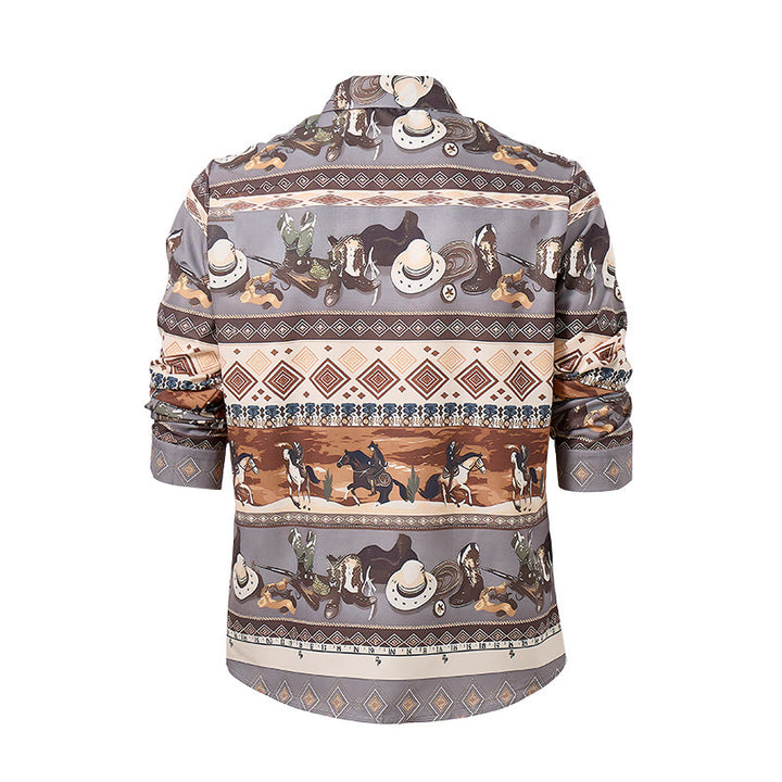 Men's Western Desert Rider & Tribal Pattern Shirt - image 10