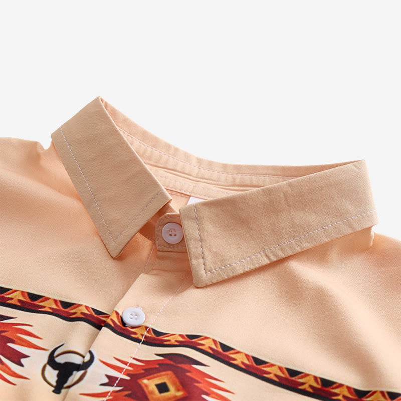Men's Beige & Red Western Buffalo Aztec Print Shirt - image 4