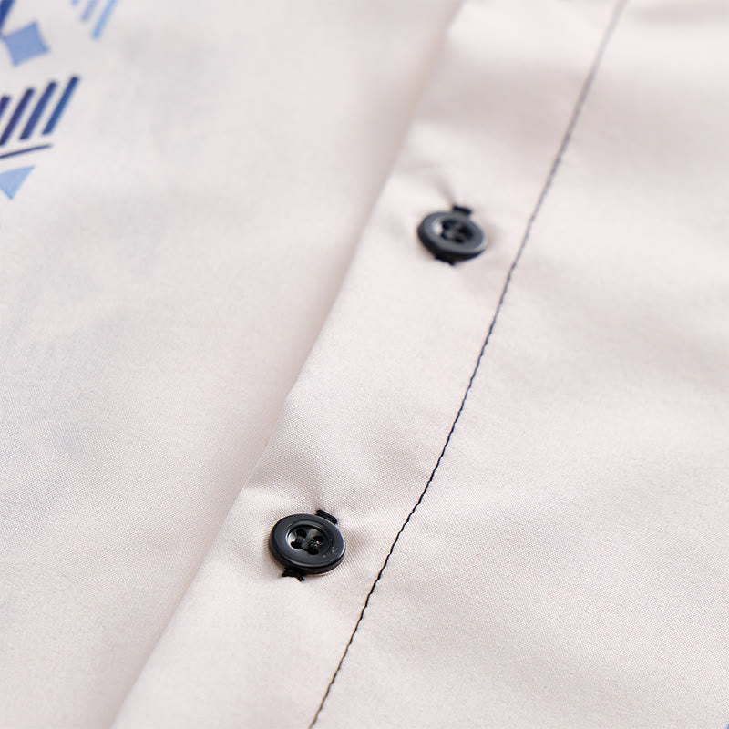 Men's Blue & Beige Ethnic-Inspired Vertical Aztec Print Shirt - image 7