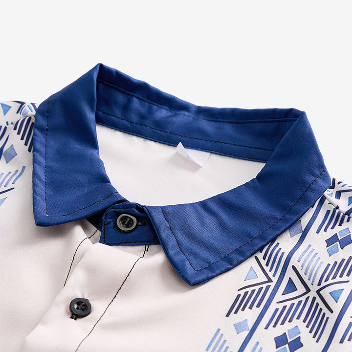 Men's Blue & Beige Ethnic-Inspired Vertical Aztec Print Shirt - image 4