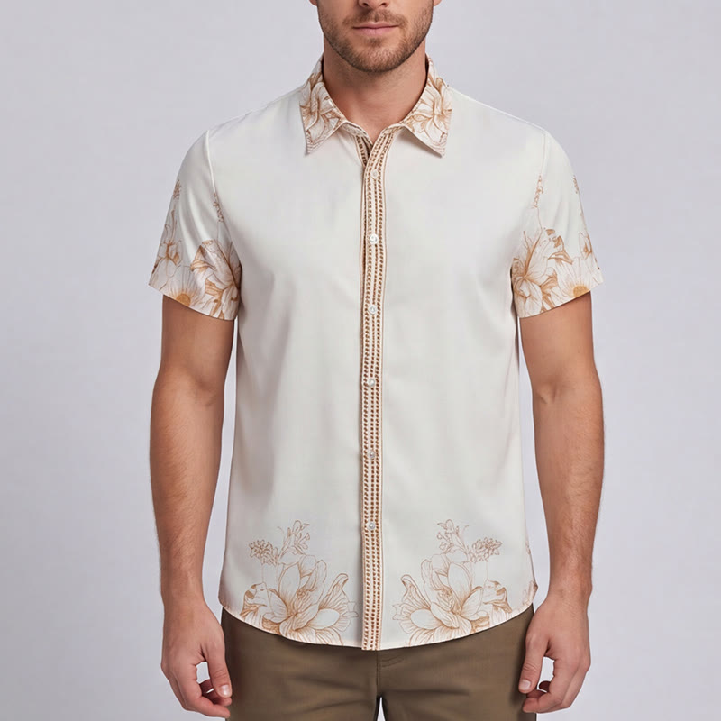 Modern Gentleman Baroque Floral Trim Print Shirt - image 1