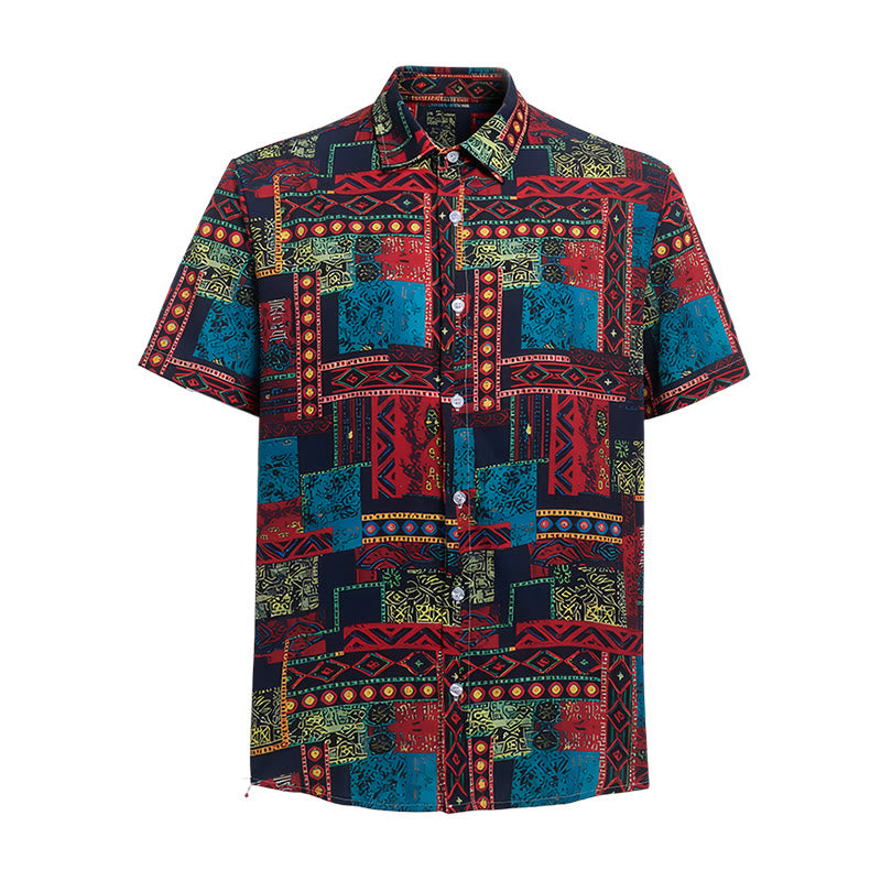 Ethnic Bohemian Multicolor Tribal Patchwork Shirt - image 9
