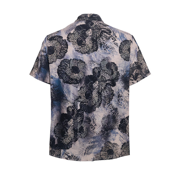 Dark Floral Monochrome Poppy Print Casual Shirt - image 10