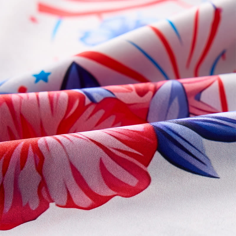 Patriotic Hibiscus & American Flag Firework All-Over Print Shirt - image 6