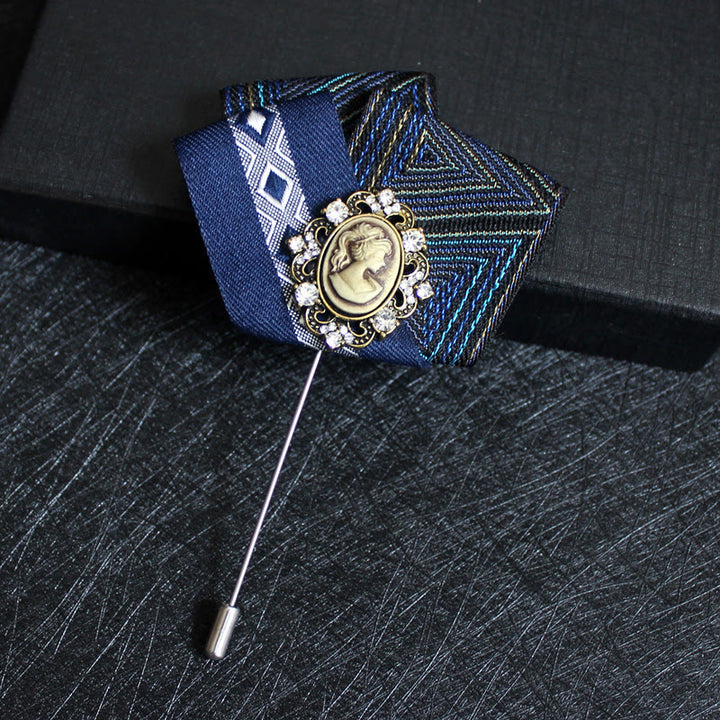 Men's Victorian Cameo 2-in-1 Lapel Pin And Pocket Square Insert - Style #15 - image 16