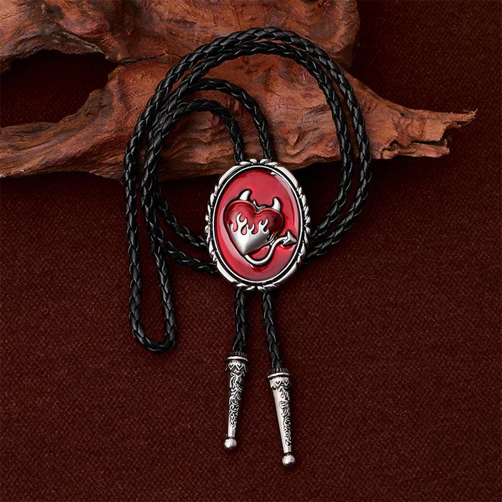 Devil's Flaming Heart Western Pendant Bolo Tie - image 3