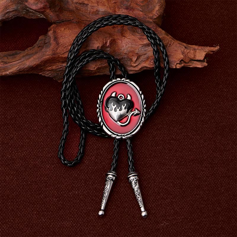 Devil's Flaming Heart Western Pendant Bolo Tie - image 2