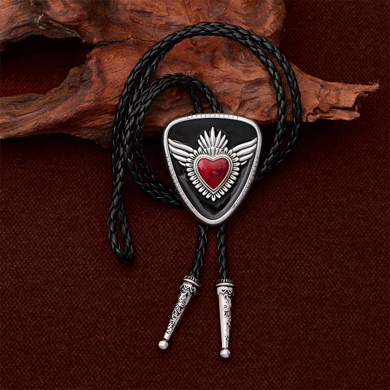 Retro Western Winged Sacred Heart Bolo Tie - image 6
