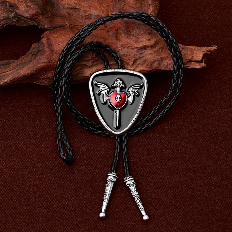 Winged Skull & Dagger Immortal Heart Bolo Tie - image 1
