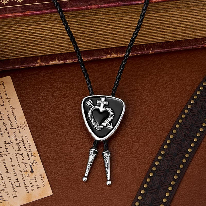 Gothic Emo Cross Arrow Heartbreaker Bolo Tie - Black - image 4