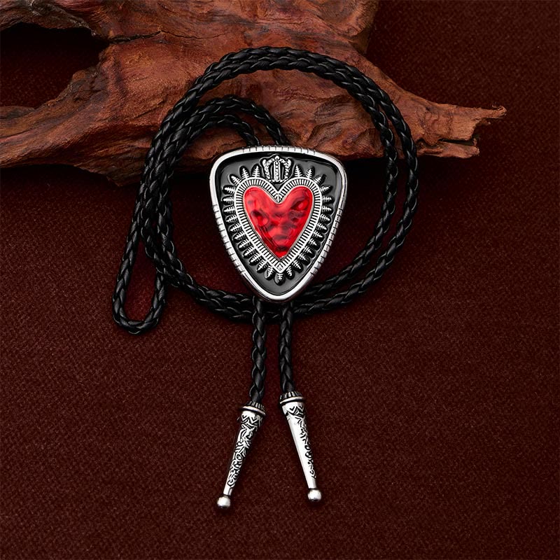 Vintage Shield Shape Sacred Heart Crown Bolo Tie - image 6