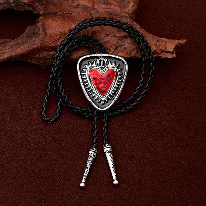 Vintage Shield Shape Sacred Heart Crown Bolo Tie - image 6