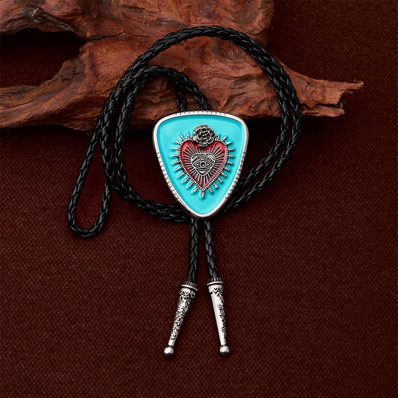 All Seeing Eye Rose Sacred Heart Bolo Tie - image 1