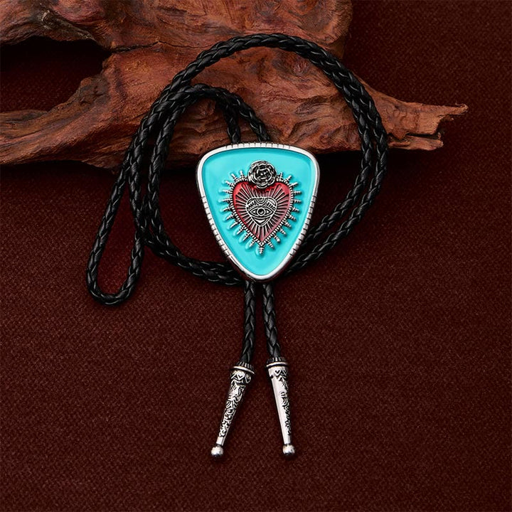 All Seeing Eye Rose Sacred Heart Bolo Tie - image 1
