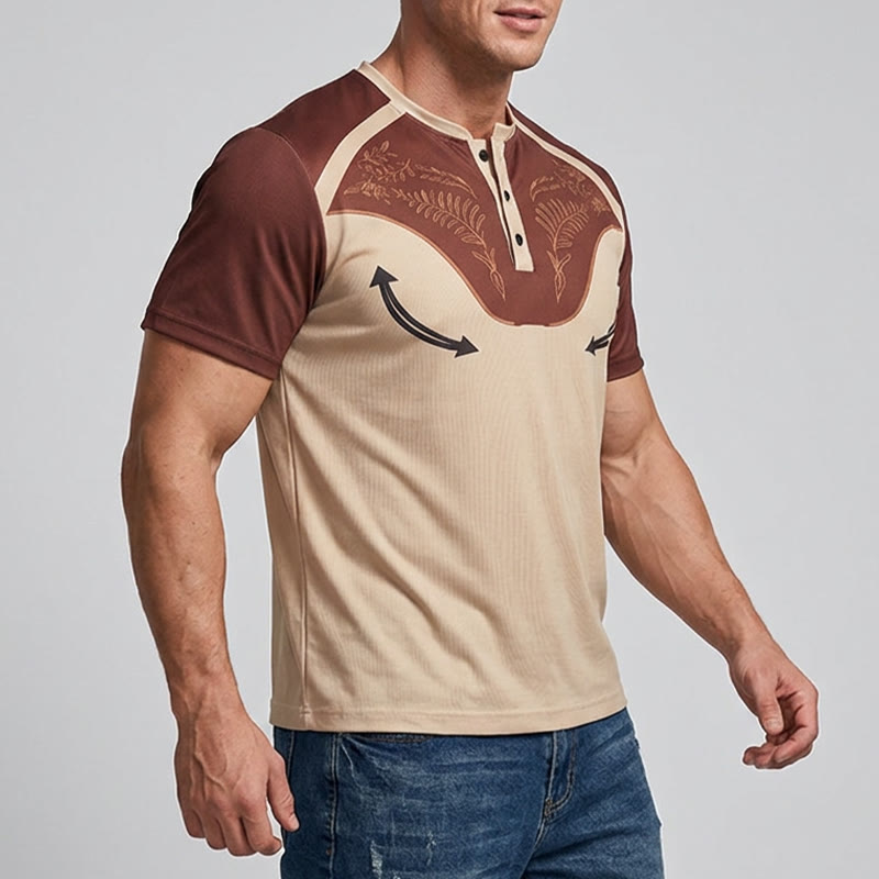 Men's Vintage Men's Western Aztec Print Henley Shirt - image 2