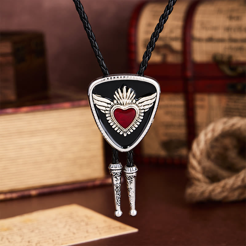 Retro Western Winged Sacred Heart Bolo Tie - image 7