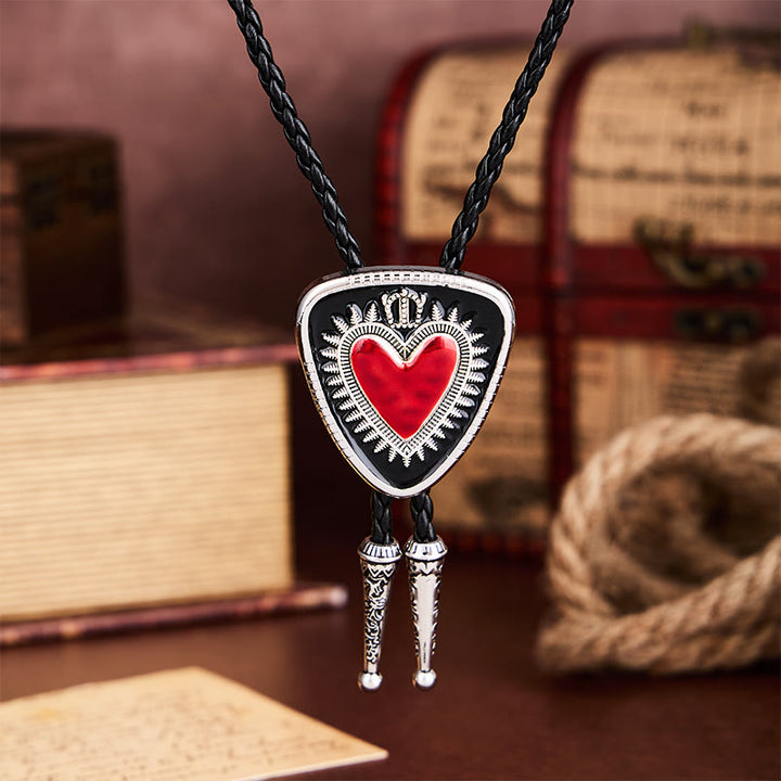 Vintage Shield Shape Sacred Heart Crown Bolo Tie - image 7