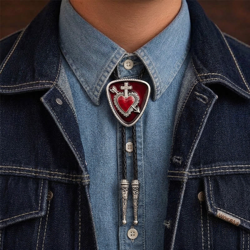 Gothic Emo Cross Arrow Heartbreaker Bolo Tie - Red - image 4
