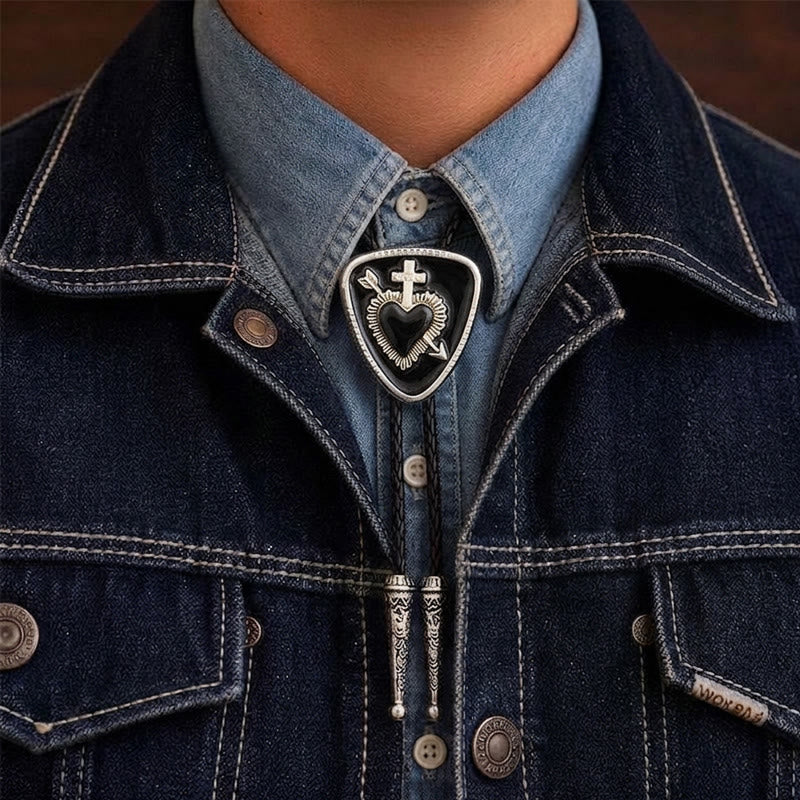 Gothic Emo Cross Arrow Heartbreaker Bolo Tie - Black - image 8