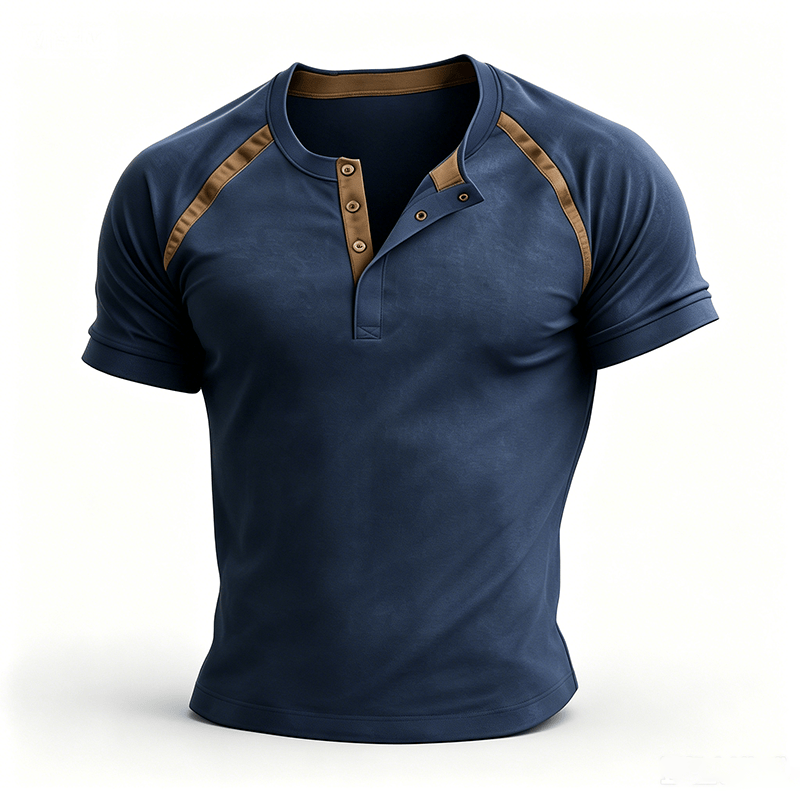 Men's Vintage Washed Summer Casual Henley Shirt - image 12