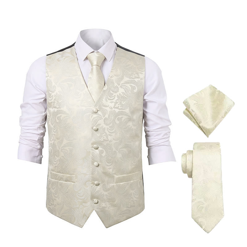 Men's All-match Paisley Pattern Waistcoat 3-in-1 Outfit Set Suit Vest - image 17