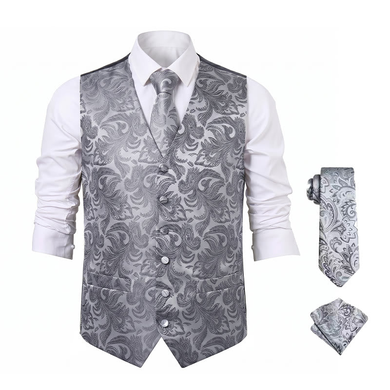 Men's All-match Paisley Pattern Waistcoat 4-in-1 Outfit Set Suit Vest - image 19