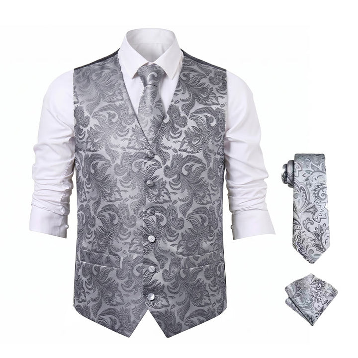 Men's All-match Paisley Pattern Waistcoat 4-in-1 Outfit Set Suit Vest - image 19