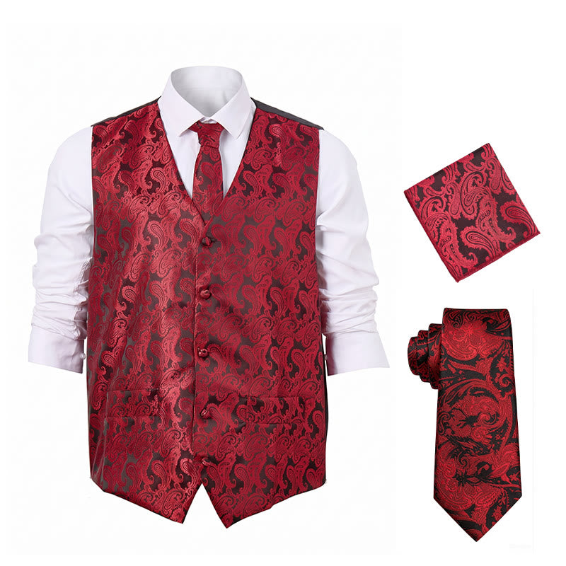 Men's All-match Paisley Pattern Waistcoat 4-in-1 Outfit Set Suit Vest - image 14