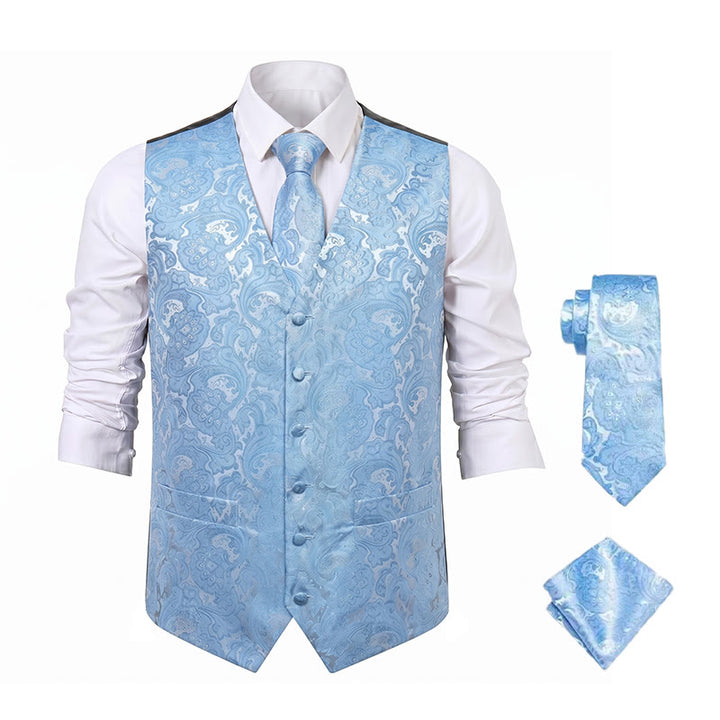 Men's All-match Paisley Pattern Waistcoat 3-in-1 Outfit Set Suit Vest - image 18