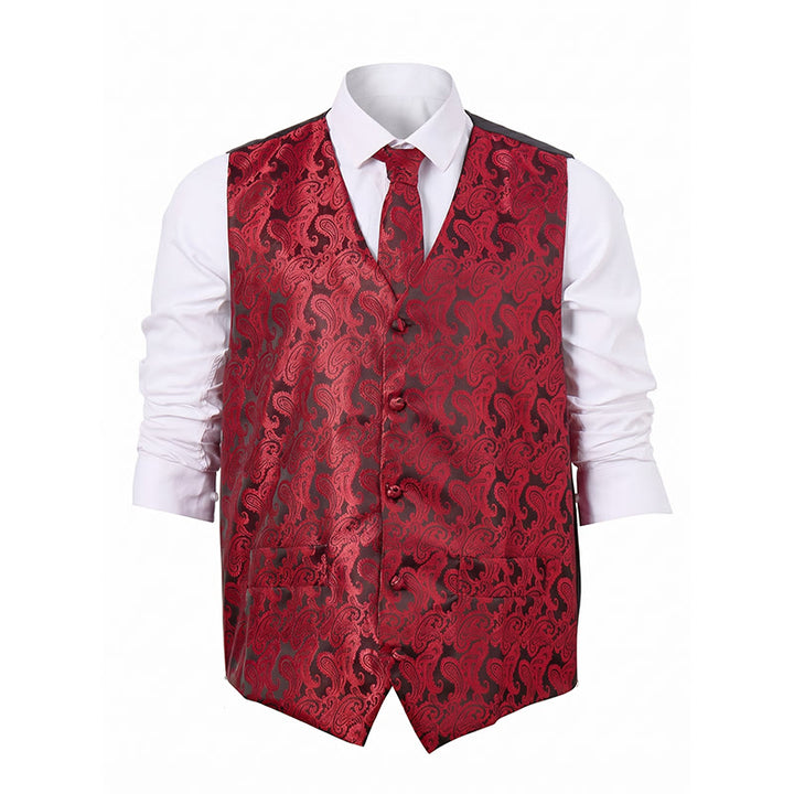 Men's All-match Paisley Pattern Waistcoat 3-in-1 Outfit Set Suit Vest - image 15
