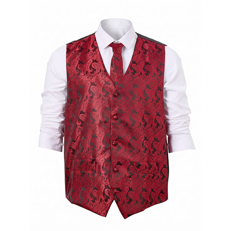 Men's All-match Paisley Pattern Waistcoat 4-in-1 Outfit Set Suit Vest - image 15