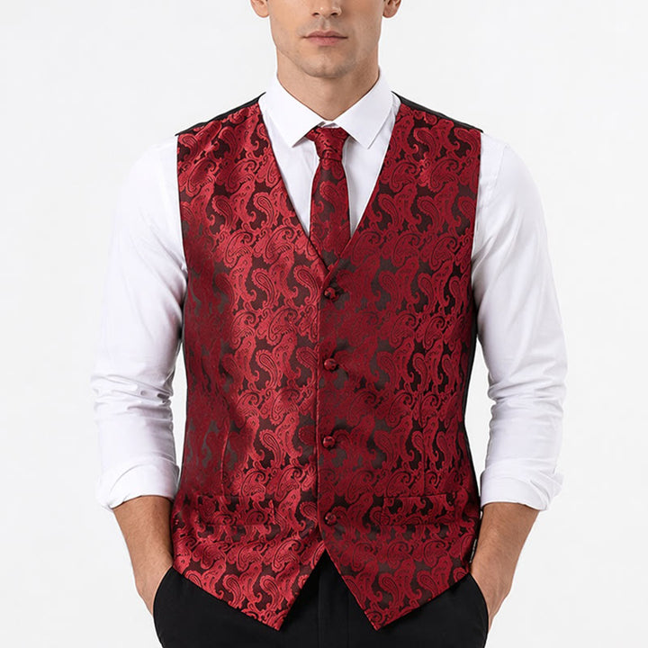 Men's All-match Paisley Pattern Waistcoat 3-in-1 Outfit Set Suit Vest - image 1