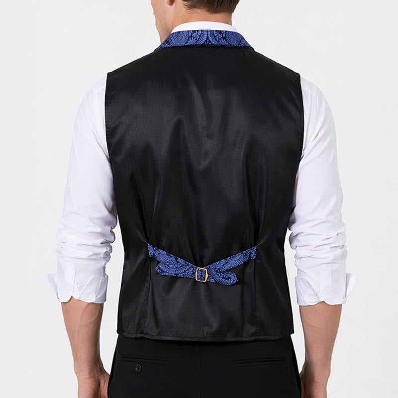 Men's Victorian Floral Jacquard Gothic Formal Chenille Suit Vest - image 3