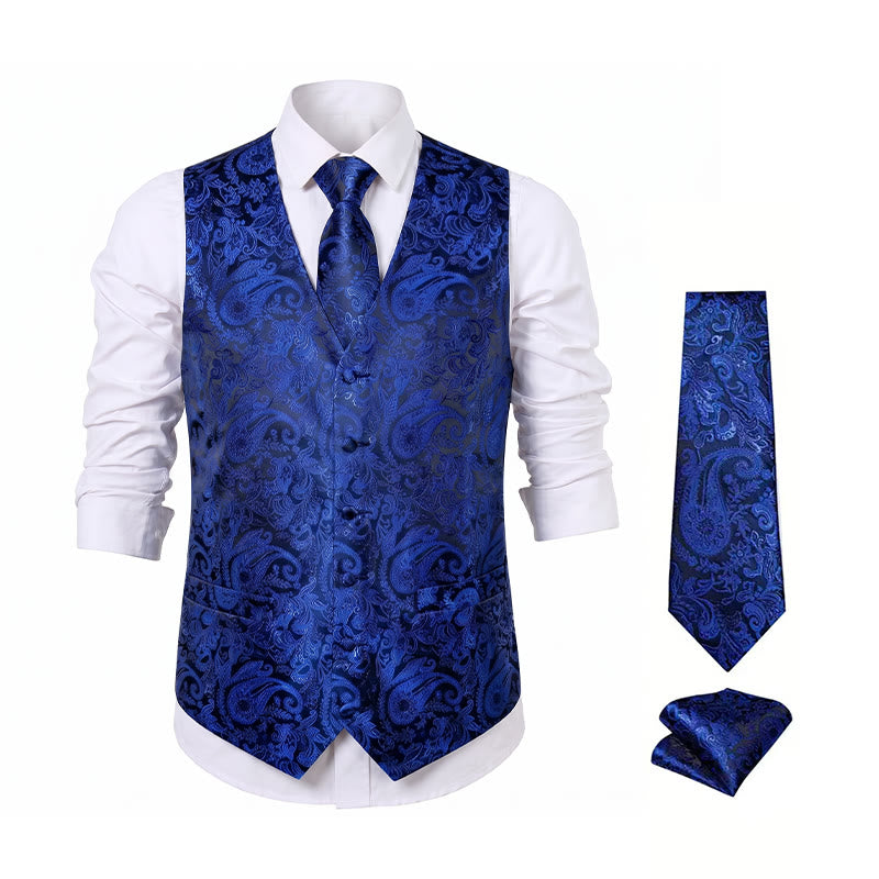 Men's Vintage Paisley Jacquard Waistcoat Set  Formal Suit Vest - image 18